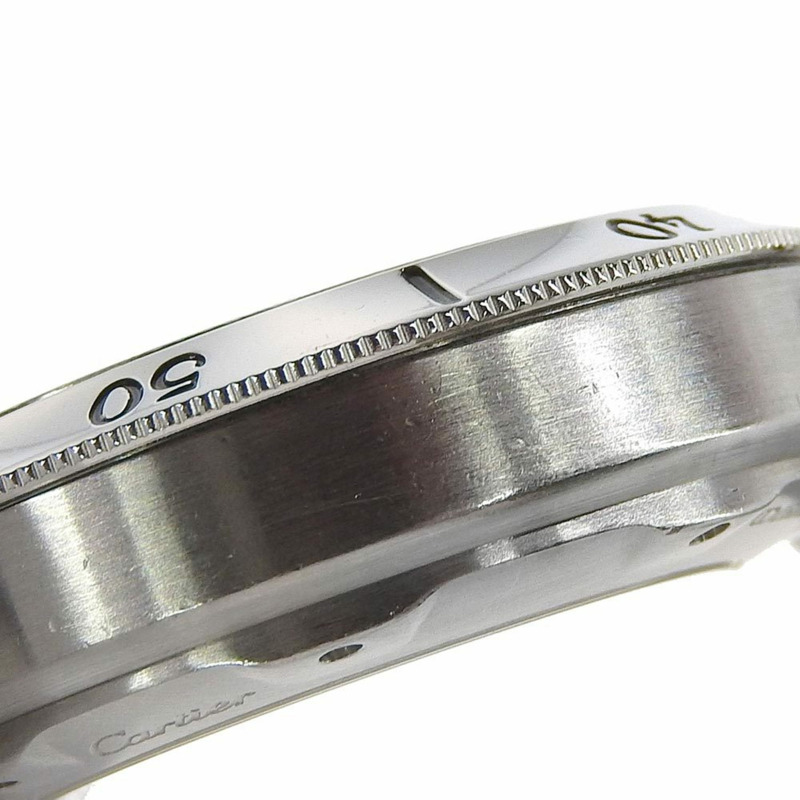 卡地亞 Pasha 男士腕錶，205 型機芯，W3107355，精鋼材質，自動計時碼錶，灰色錶盤，透視底蓋-5