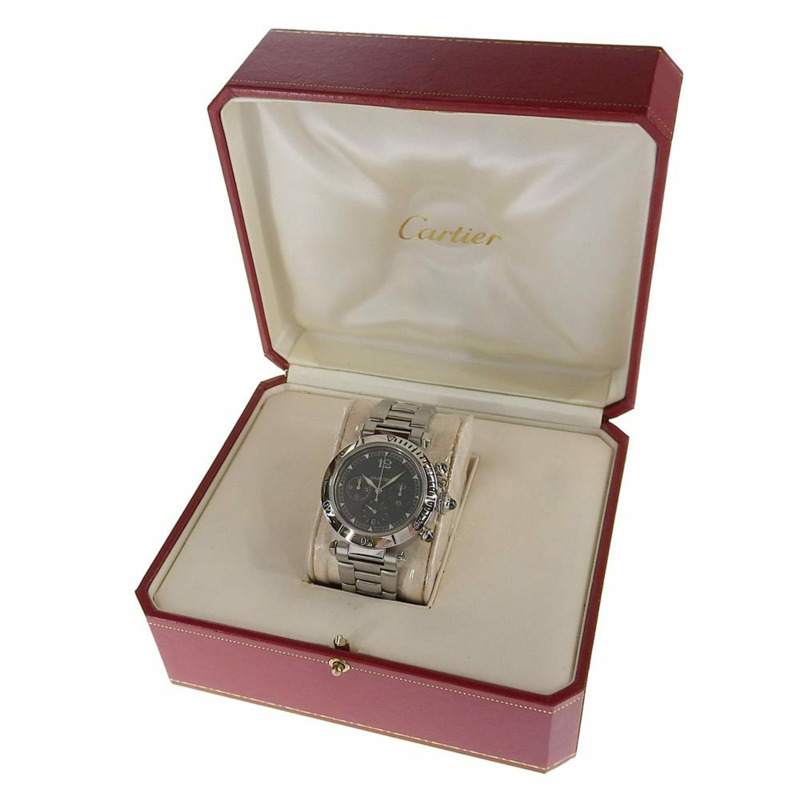 卡地亞 Pasha 男士腕錶，205 型機芯，W3107355，精鋼材質，自動計時碼錶，灰色錶盤，透視底蓋-7