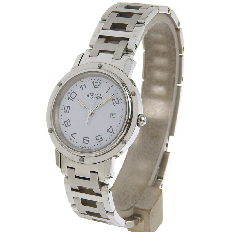 愛馬仕 Clipper 系列腕錶 CL3.410 不鏽鋼石英指針式腕錶 白色錶盤 女士款-1