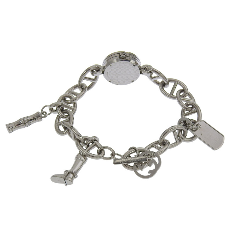 Gucci G 吊墜手鍊腕錶，107 不鏽鋼錶殼，石英機芯，指針式顯示，白色貝殼錶盤，女款-3