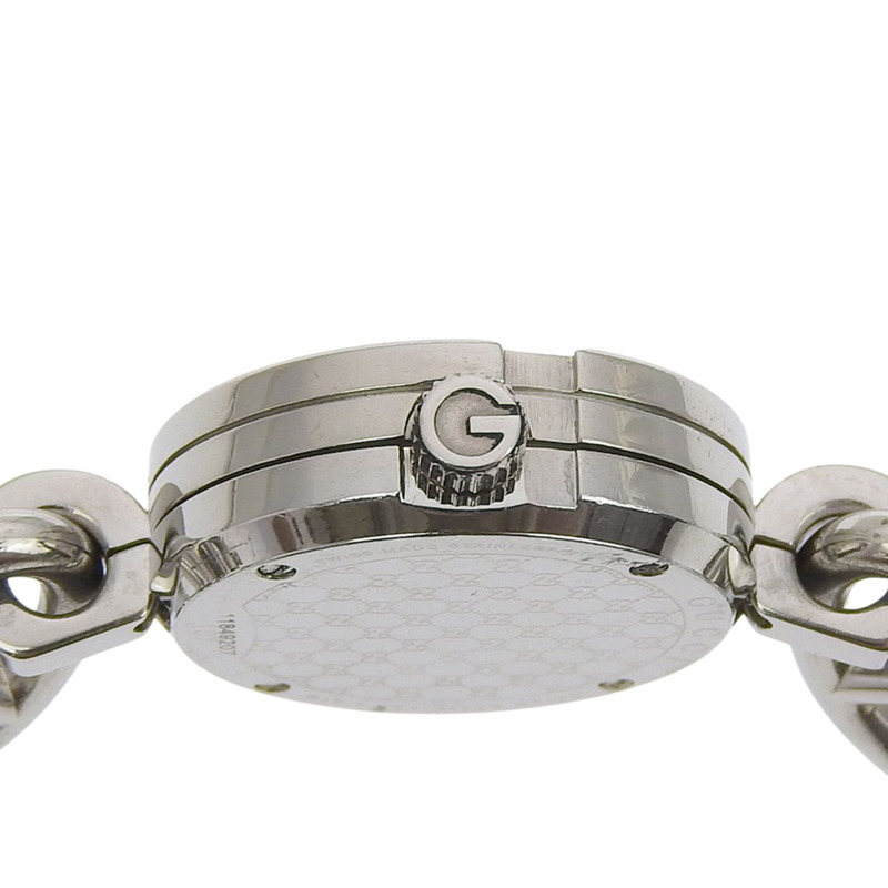 Gucci G 吊墜手鍊腕錶，107 不鏽鋼錶殼，石英機芯，指針式顯示，白色貝殼錶盤，女款-7