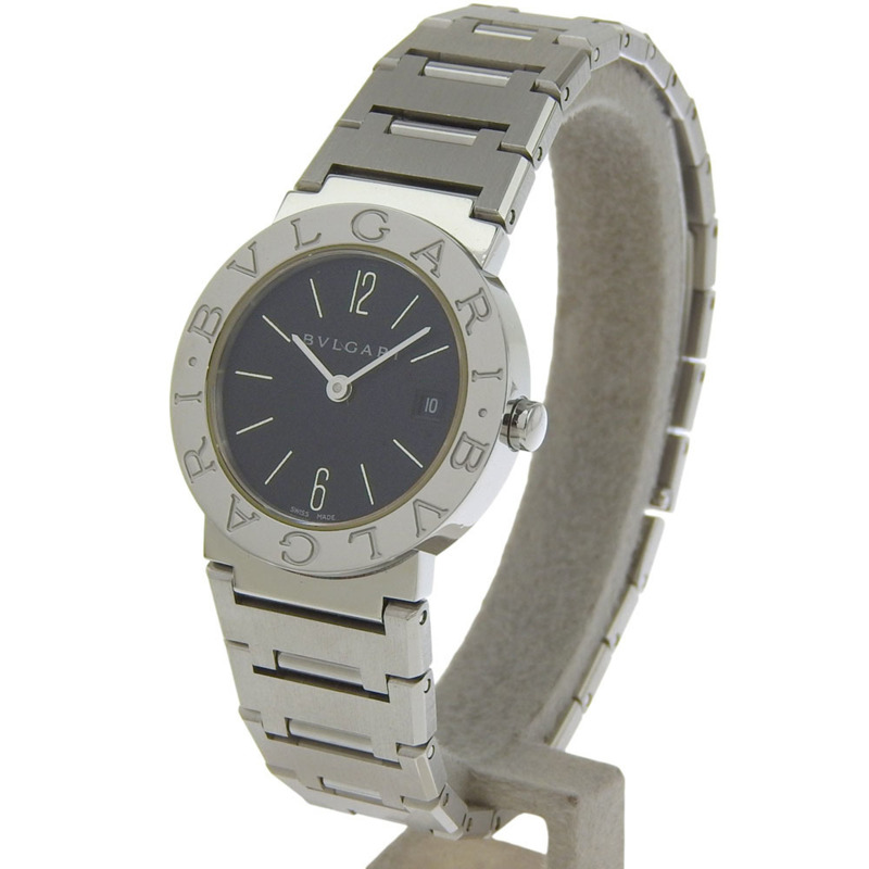 寶格麗BB26SS不銹鋼石英模擬顯示女士腕錶，黑色錶盤-1