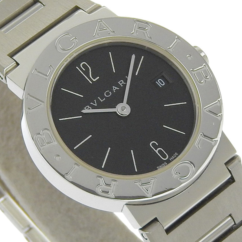 寶格麗BB26SS不銹鋼石英模擬顯示女士腕錶，黑色錶盤-2