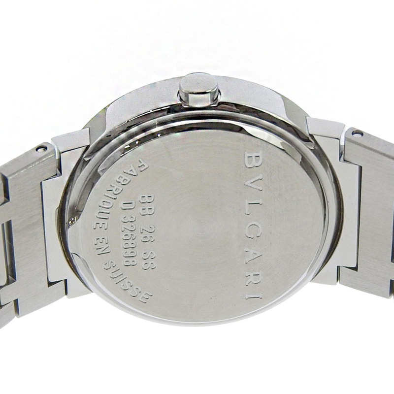 寶格麗BB26SS不銹鋼石英模擬顯示女士腕錶，黑色錶盤-5