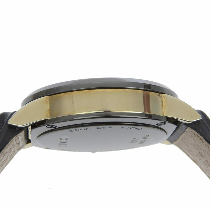 Gucci G Chrono 101.2 不鏽鋼壓花皮革石英計時腕錶，黑色錶盤，男款-6