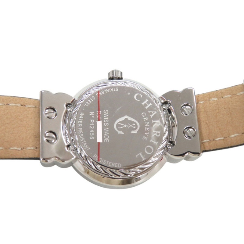 全新未使用 Charriol 028SBD1.361.574 不鏽鋼皮革海軍藍石英腕錶 1432 CHARRIOL-5