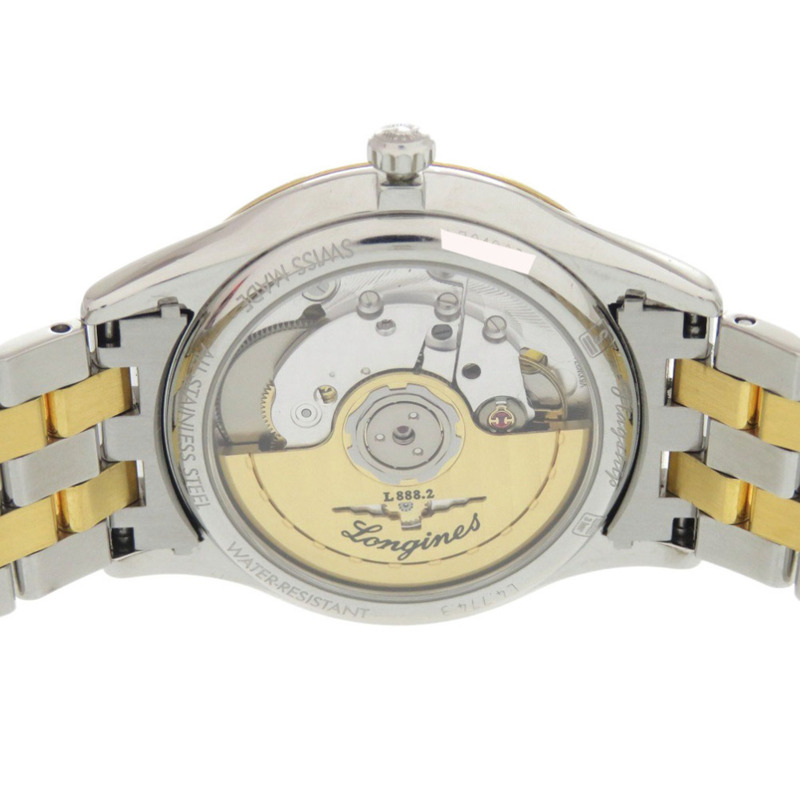 浪琴旗艦系列12鑽腕錶 L4.774.3 精鋼黑金銀色錶盤自動上鍊 0048 浪琴錶-5