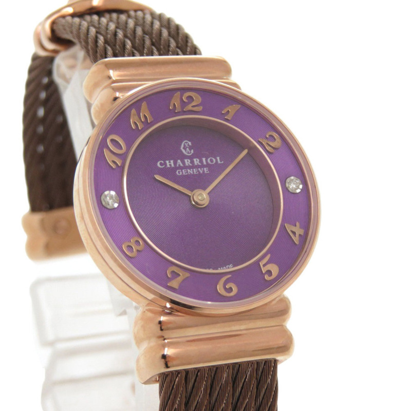 全新未使用 Charriol Saint-Tropez 028PAD4.540.566 不鏽鋼紫色石英腕錶 1433 CHARRIOL-1