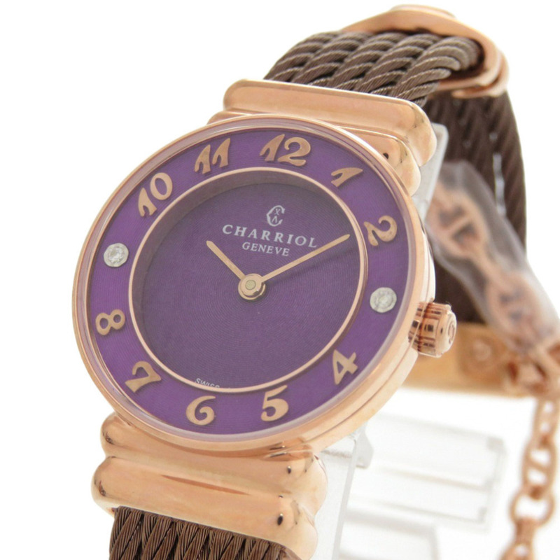全新未使用 Charriol Saint-Tropez 028PAD4.540.566 不鏽鋼紫色石英腕錶 1433 CHARRIOL-2