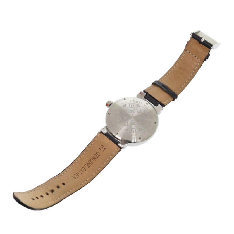 路易威登 Tambour Q111E 不鏽鋼皮革銀色石英腕錶 1507 LOUIS VUITTON-3
