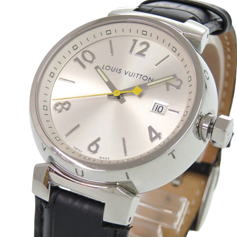 路易威登 Tambour Q111E 不鏽鋼皮革銀色石英腕錶 1507 LOUIS VUITTON-5