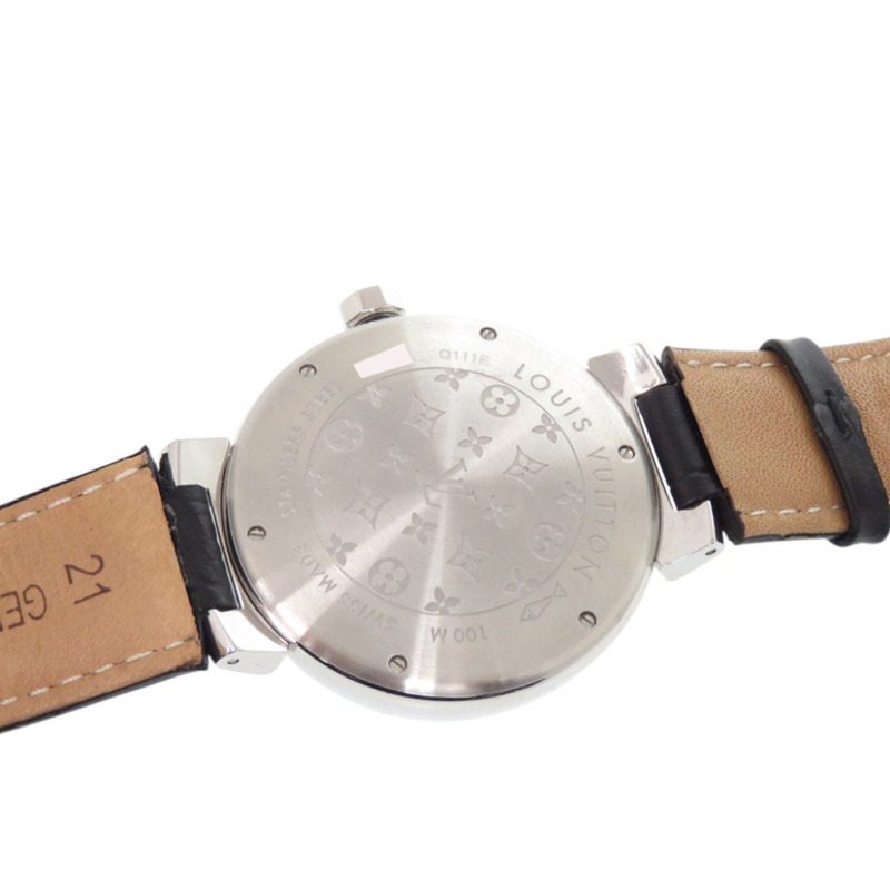 路易威登 Tambour Q111E 不鏽鋼皮革銀色石英腕錶 1507 LOUIS VUITTON-6