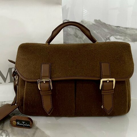 全新MAX MARA  CAMMELLO駱駝棕色毛包 郵差包  側背包 斜背包