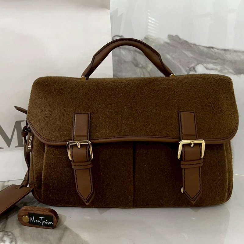 全新MAX MARA  CAMMELLO駱駝棕色毛包 郵差包  側背包 斜背包-0