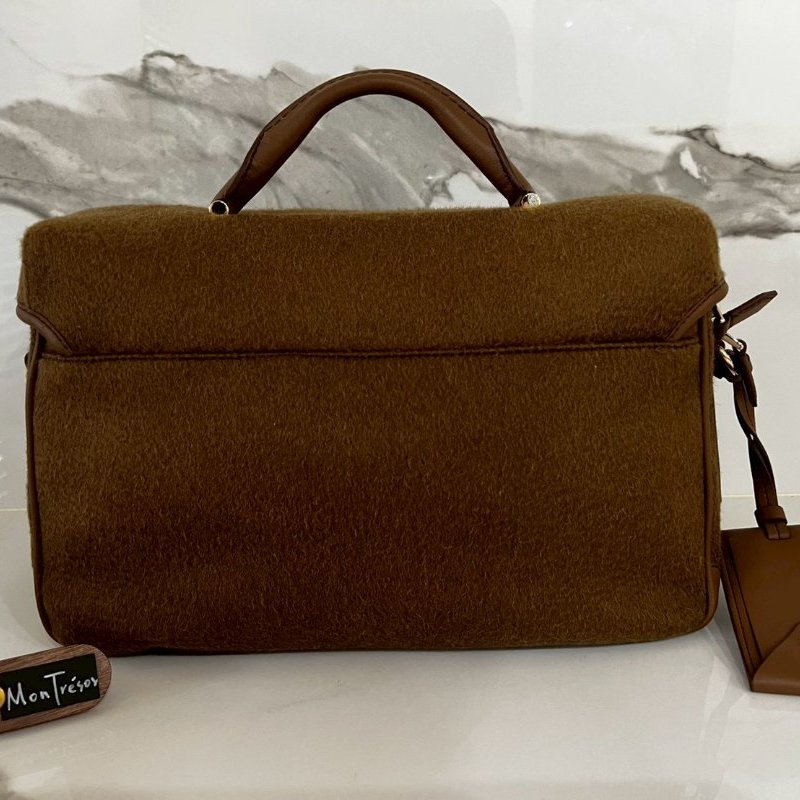 全新MAX MARA  CAMMELLO駱駝棕色毛包 郵差包  側背包 斜背包-10