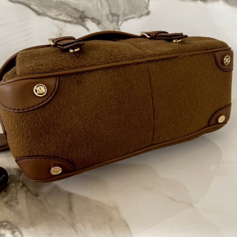 全新MAX MARA  CAMMELLO駱駝棕色毛包 郵差包  側背包 斜背包-11