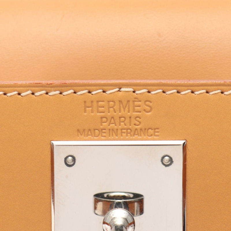 愛馬仕 Kelly 28 手提/肩背包，E Chamonix 皮革，天然貂皮色，二手，帶五金配件-3