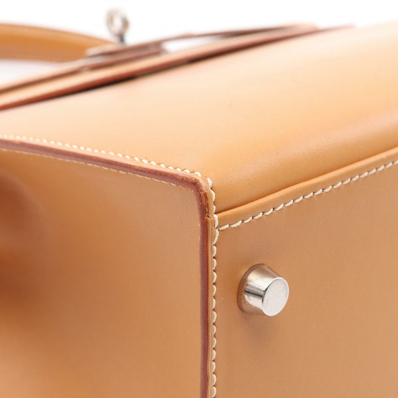 愛馬仕 Kelly 28 手提/肩背包，E Chamonix 皮革，天然貂皮色，二手，帶五金配件-6