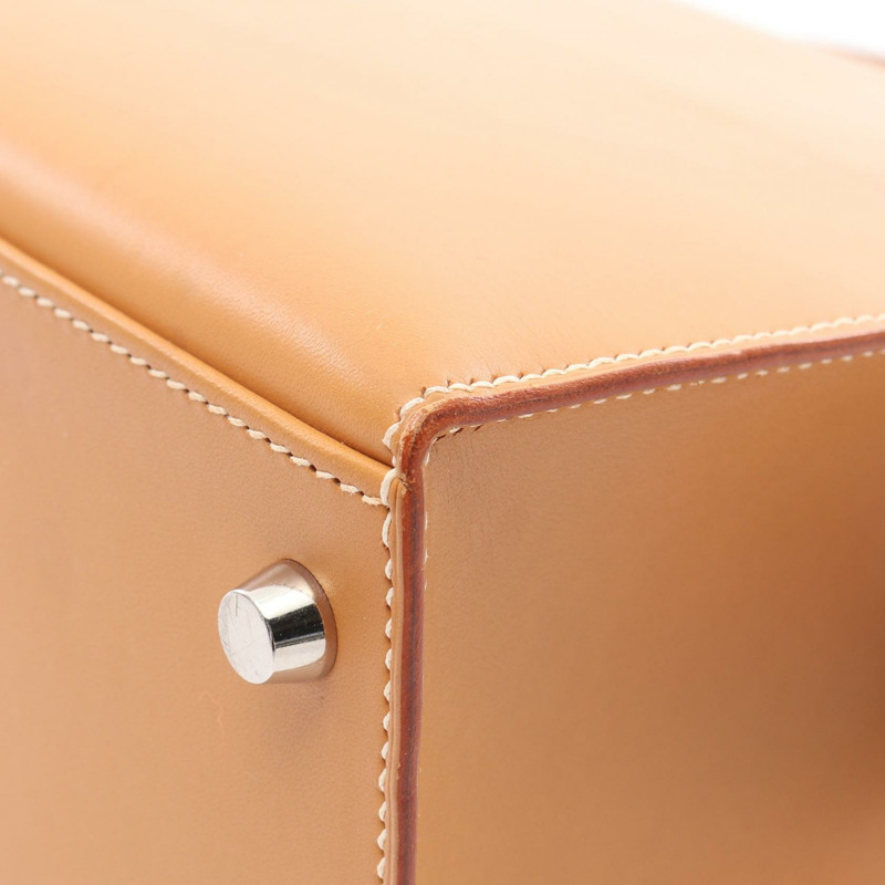 愛馬仕 Kelly 28 手提/肩背包，E Chamonix 皮革，天然貂皮色，二手，帶五金配件-7