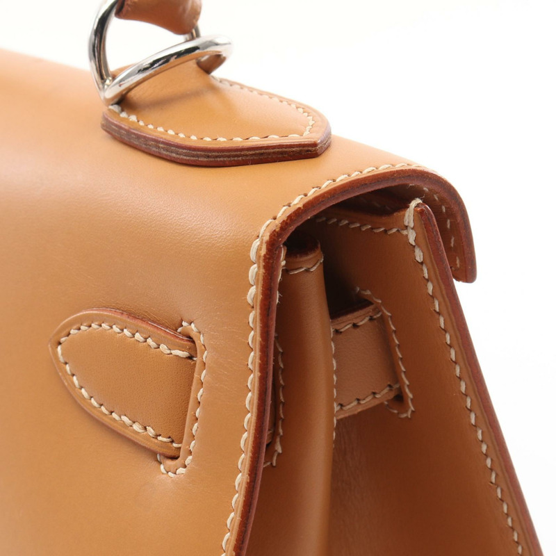 愛馬仕 Kelly 28 手提/肩背包，E Chamonix 皮革，天然貂皮色，二手，帶五金配件-11