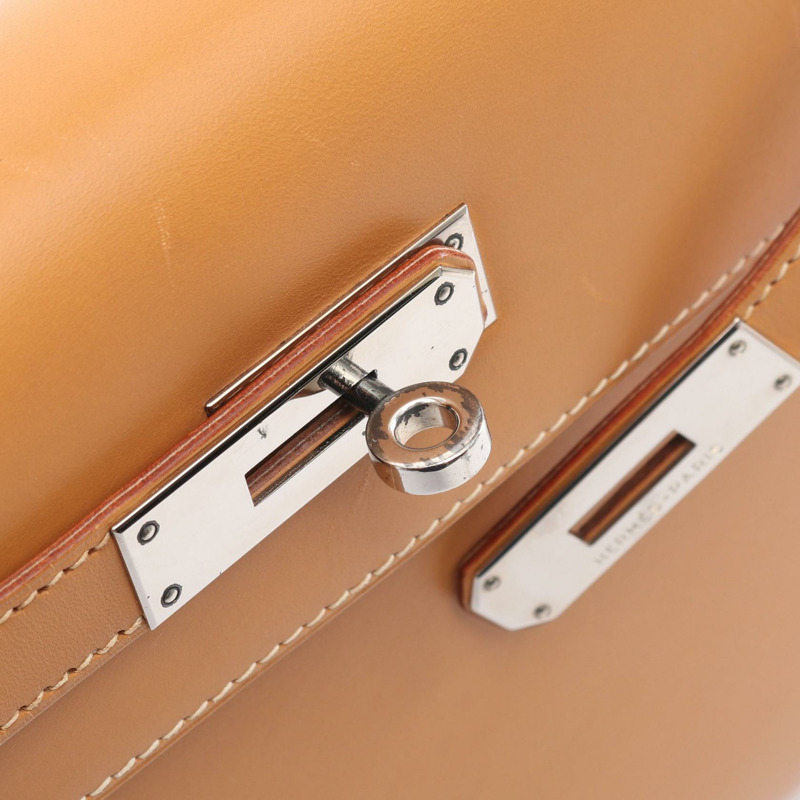 愛馬仕 Kelly 28 手提/肩背包，E Chamonix 皮革，天然貂皮色，二手，帶五金配件-12