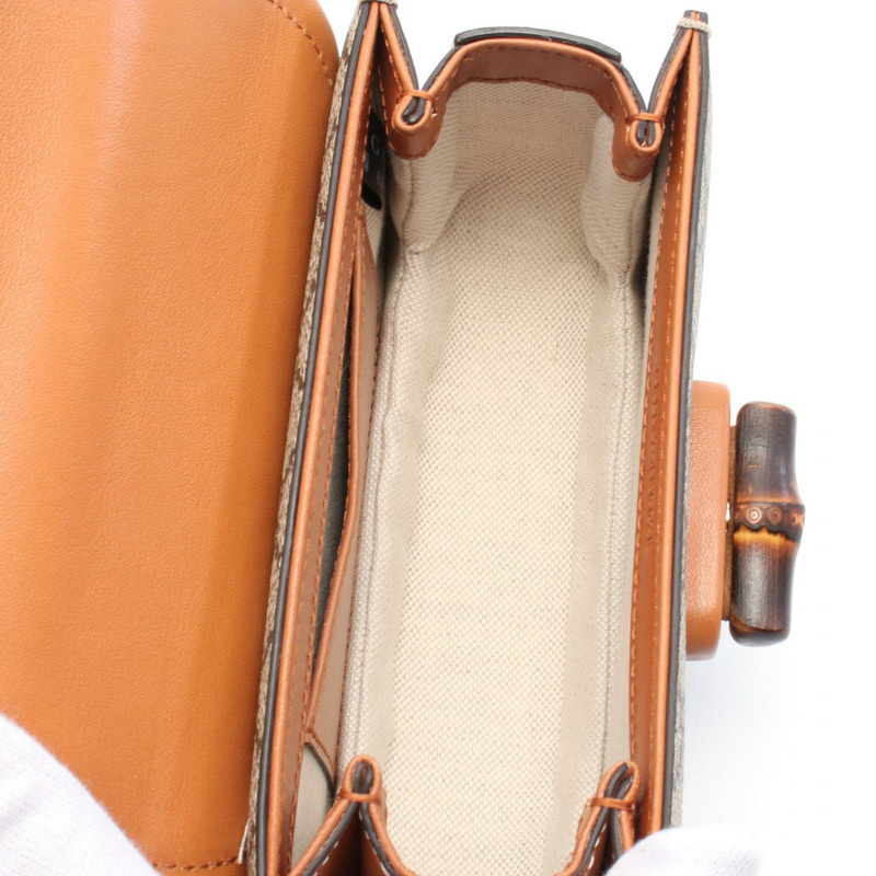 GUCCI Bamboo 1947 迷你腰包 681137 帆布皮革 米棕色 二手-2