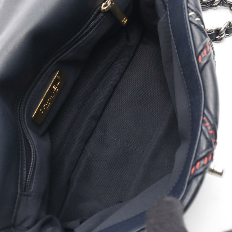 香奈兒 19 dix-neuf Matelasse 鏈條肩背包 AS1160 羊皮 海軍藍 二手 CC-2