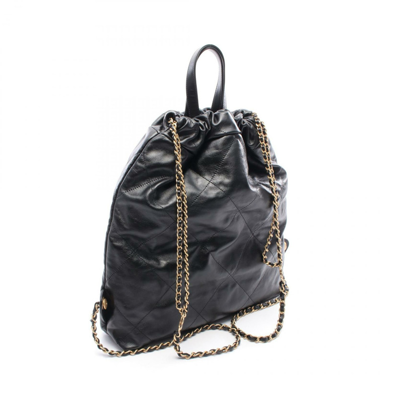 香奈兒 (CHANEL) Chanel 22 大號雙肩包 AS3313 黑色真皮二手女 GHW-1