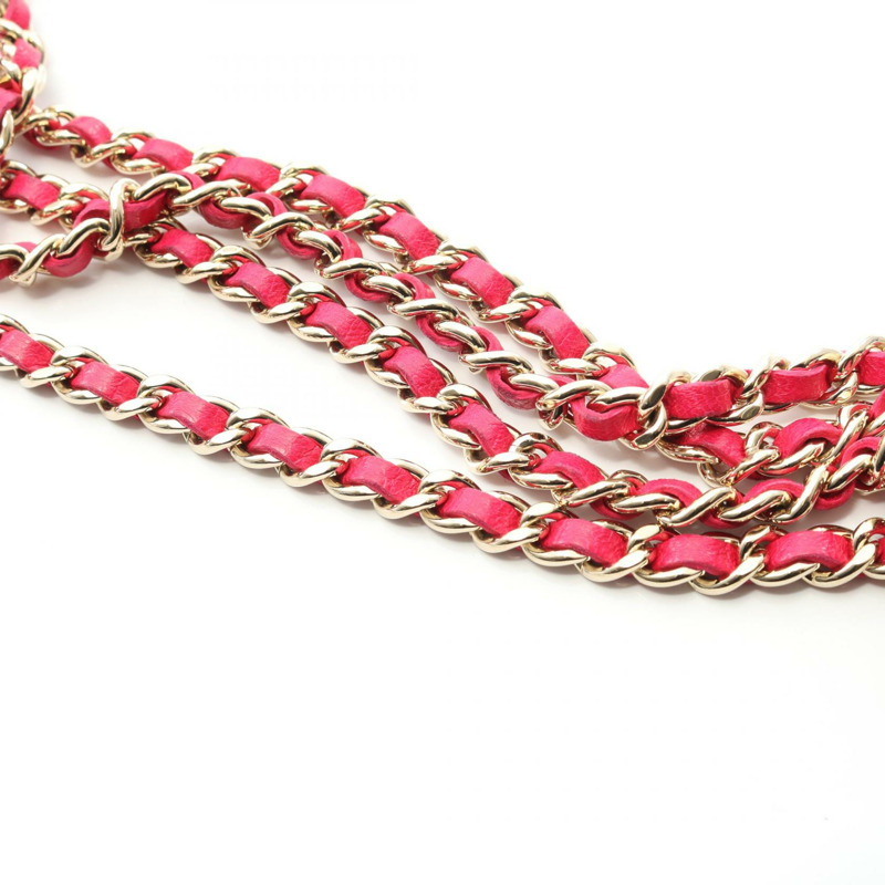 香奈兒 (CHANEL) 絎縫鏈條肩背包 粉紅色 二手 女士 金色五金 斜背包 WOC-11