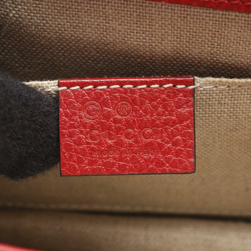 GUCCI 雙G互扣鏈條斜背包 510304 紅色皮革 二手 女士-3