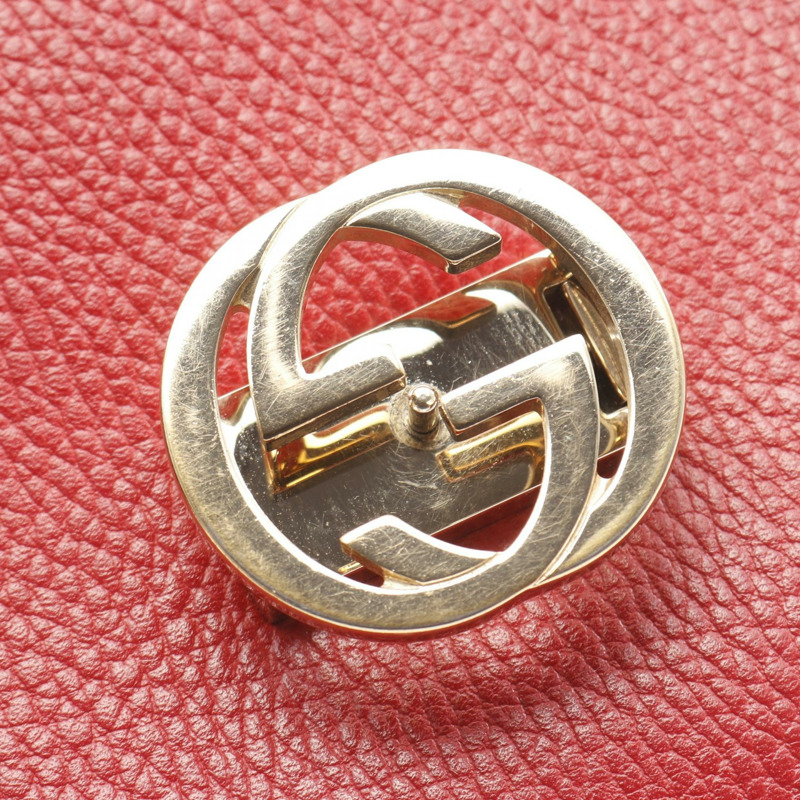 GUCCI 雙G互扣鏈條斜背包 510304 紅色皮革 二手 女士-5