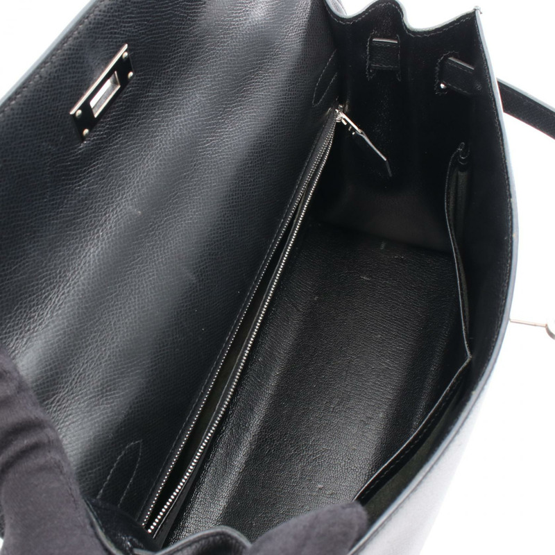 愛馬仕 Kelly 32 單肩手提包，外側縫線 H Courchevel 黑色，二手 SHW-2