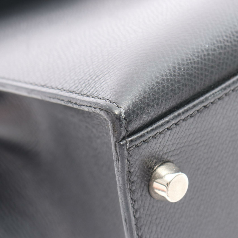 愛馬仕 Kelly 32 單肩手提包，外側縫線 H Courchevel 黑色，二手 SHW-8