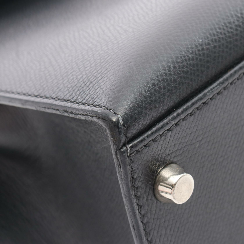 愛馬仕 Kelly 32 單肩手提包，外側縫線 H Courchevel 黑色，二手 SHW-9