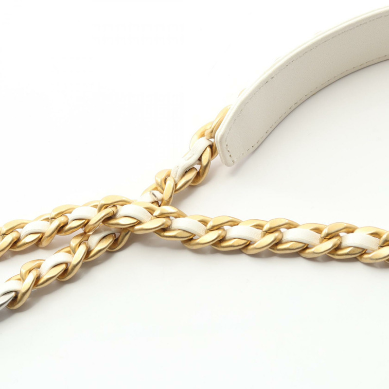 香奈兒 19 Matelasse 鏈條肩挎包 AP2728 白色皮革二手女款-6