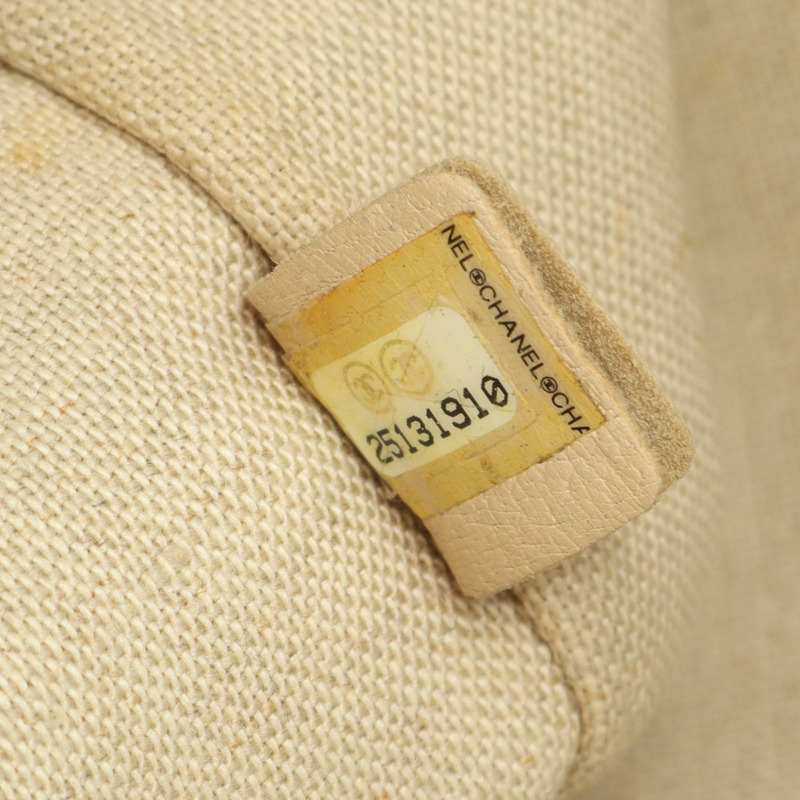 香奈兒 COCO Mark 2Way 鏈條手提包，帆布皮革，米色/棕色，SHW，二手 CC-4