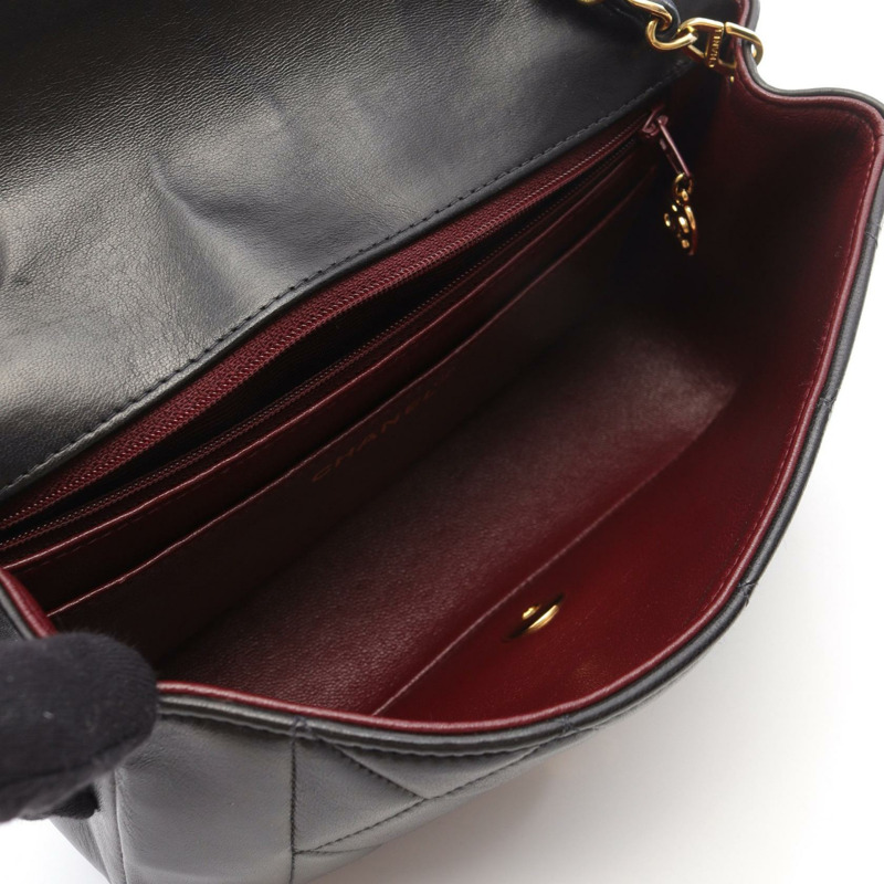 香奈兒 (CHANEL) 絎縫 Diana 翻蓋鏈條單肩背包，羊皮材質，黑色，二手，金色五金-2