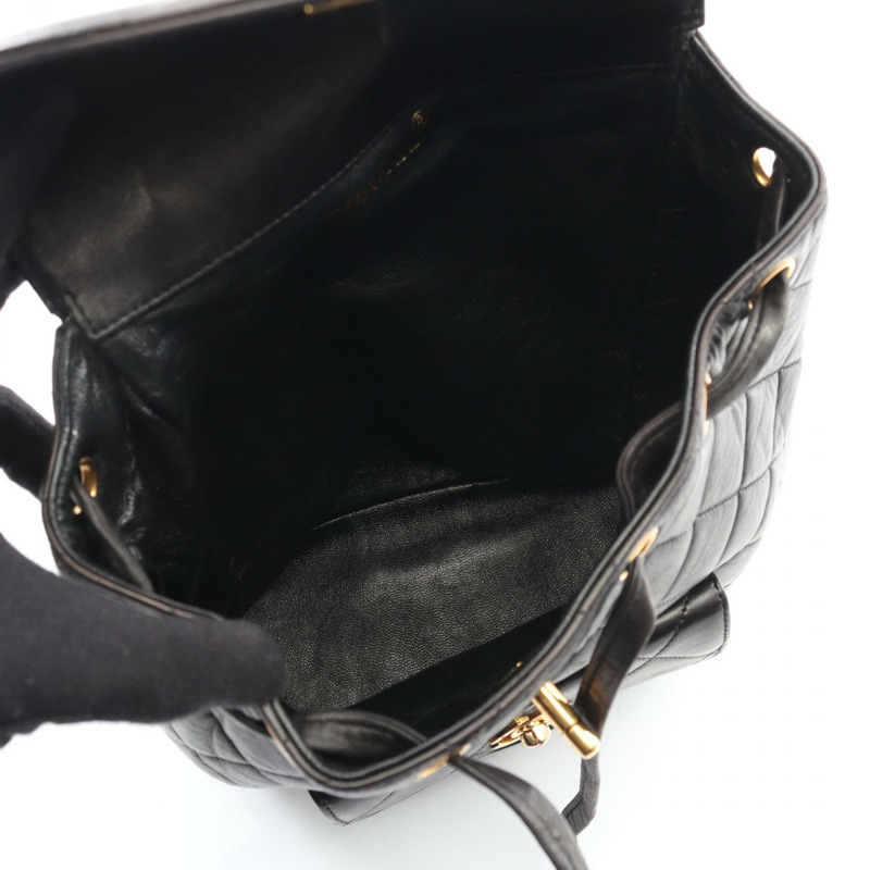 香奈兒 (CHANEL) 絎縫雙肩包/背包,羊皮材質,黑色,二手,女士款,金色五金配件,CC-2