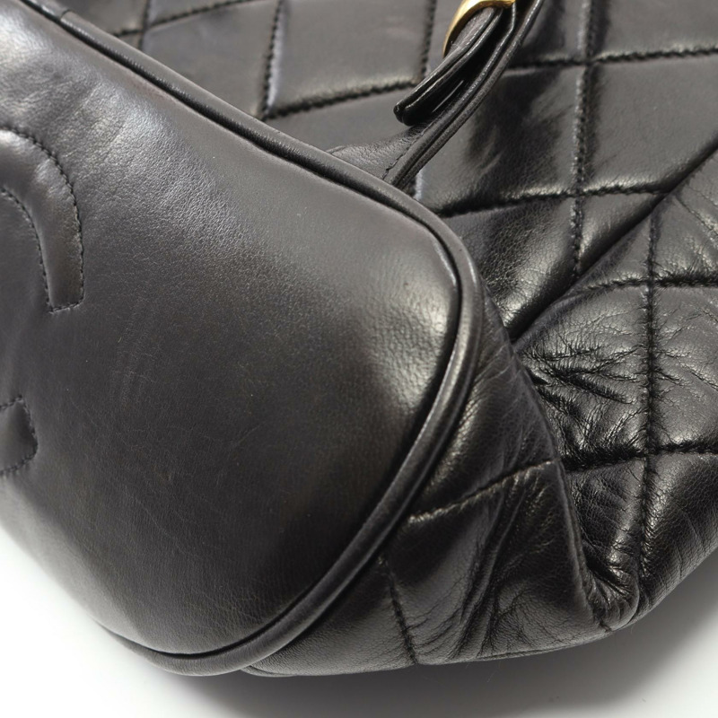 香奈兒 (CHANEL) 絎縫雙肩包/背包,羊皮材質,黑色,二手,女士款,金色五金配件,CC-6