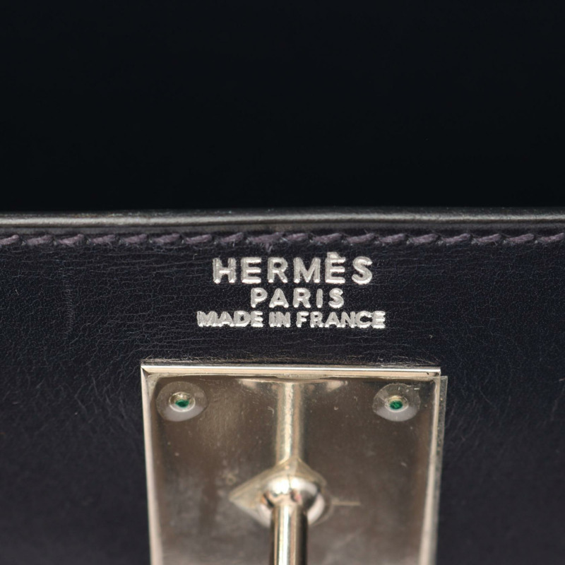 愛馬仕 Kelly 32 單肩手提包,Box 小牛皮,靛藍色/海軍藍,二手,SHW D-3