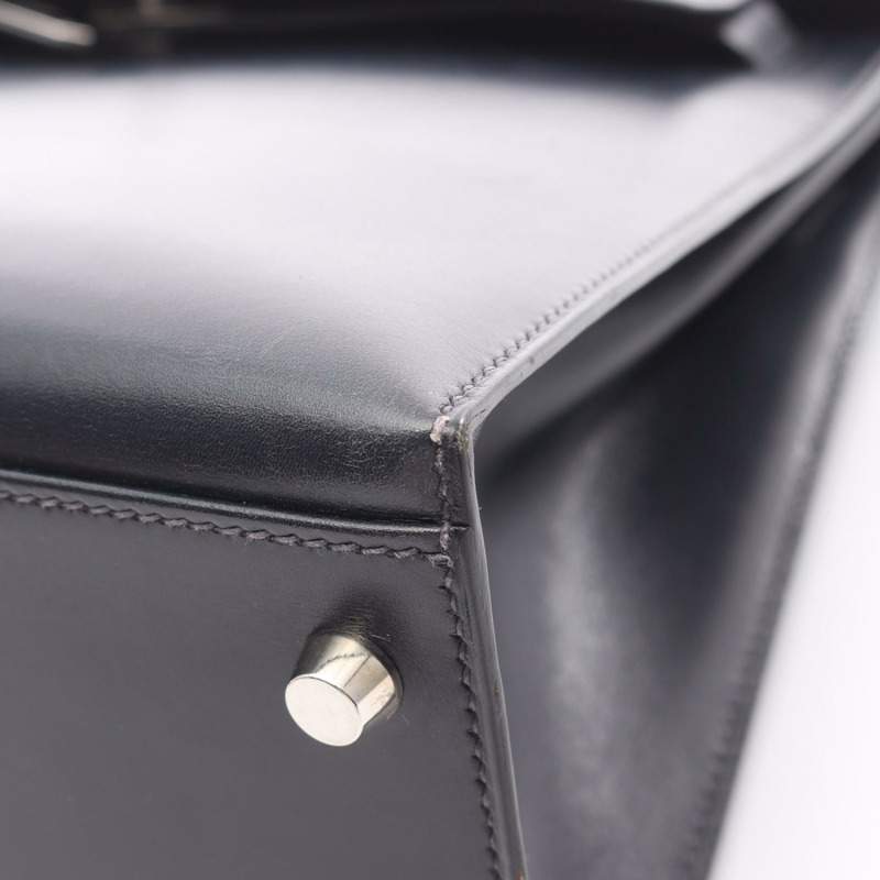 愛馬仕 Kelly 32 單肩手提包,Box 小牛皮,靛藍色/海軍藍,二手,SHW D-7