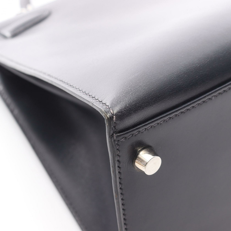 愛馬仕 Kelly 32 單肩手提包,Box 小牛皮,靛藍色/海軍藍,二手,SHW D-9