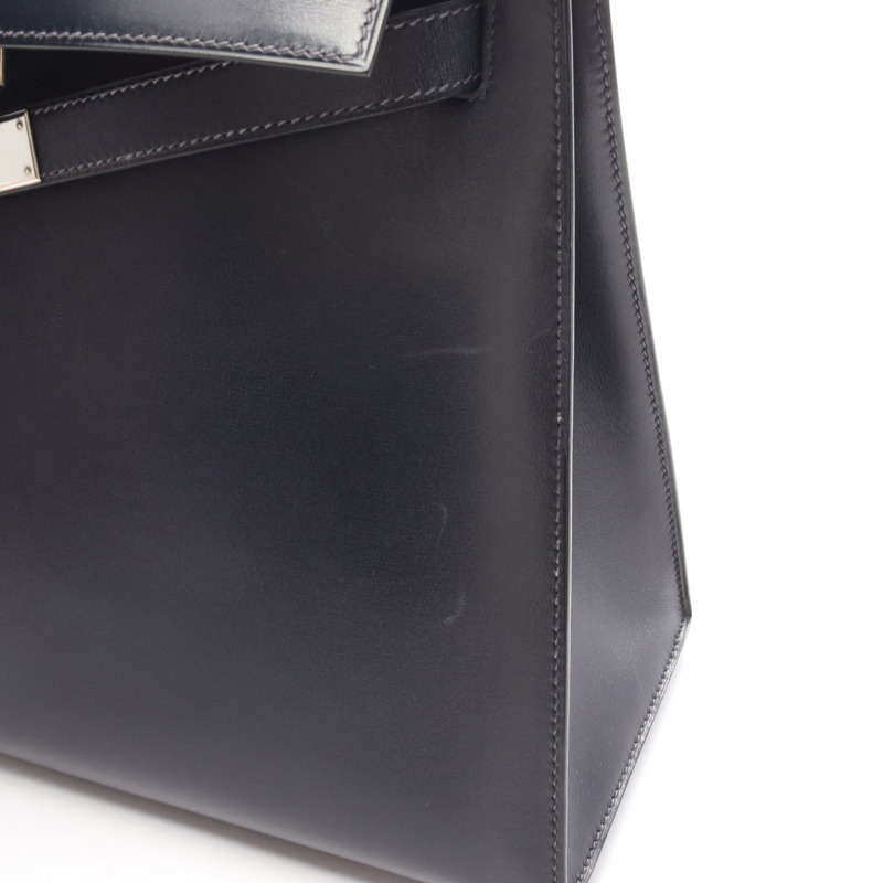 愛馬仕 Kelly 32 單肩手提包,Box 小牛皮,靛藍色/海軍藍,二手,SHW D-12