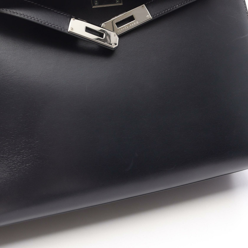 愛馬仕 Kelly 32 單肩手提包,Box 小牛皮,靛藍色/海軍藍,二手,SHW D-14