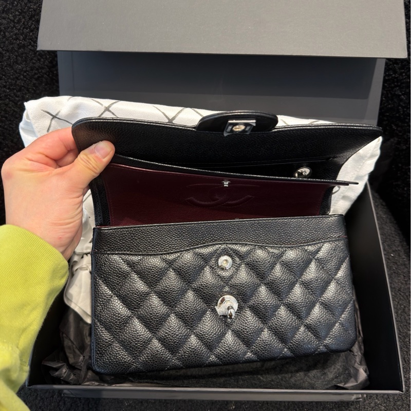 Chanel CF23 小號 黑銀 荔枝牛皮-4