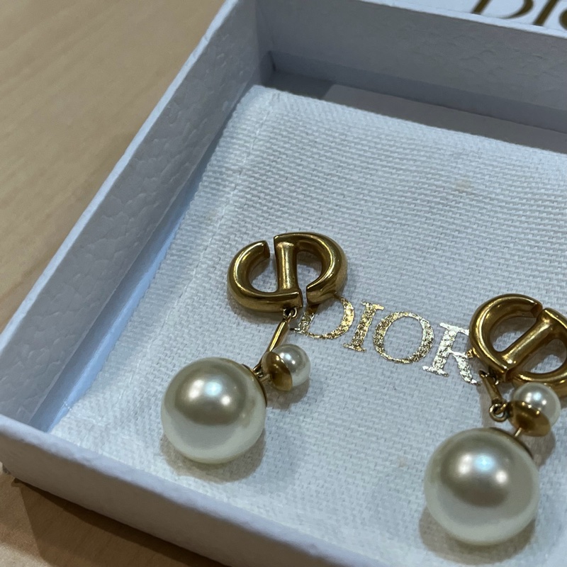 Dior 經典珍珠耳環 CD 復古金-0