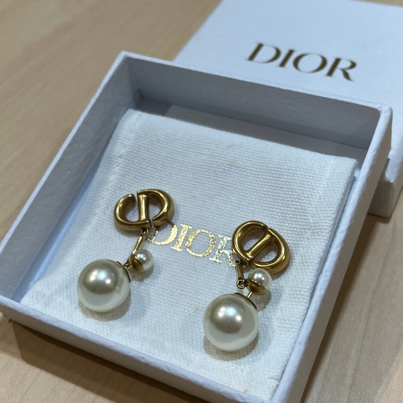 Dior 經典珍珠耳環 CD 復古金-1