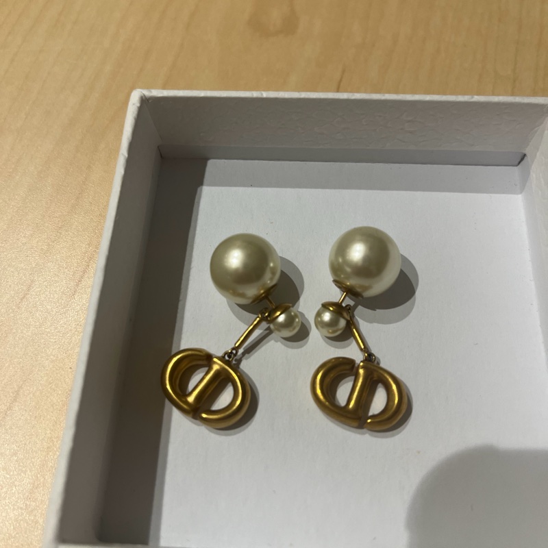 Dior 經典珍珠耳環 CD 復古金-2