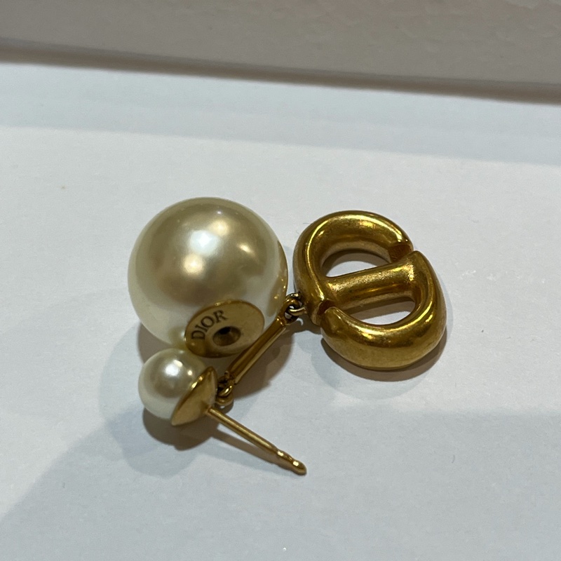 Dior 經典珍珠耳環 CD 復古金-5
