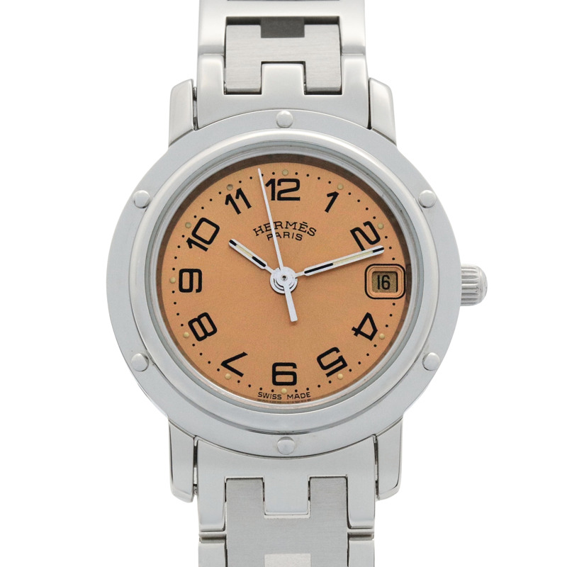 粉色錶盤 不鏽鋼 Clipper 腕錶【HERMES 愛馬仕】 CL4.210-0